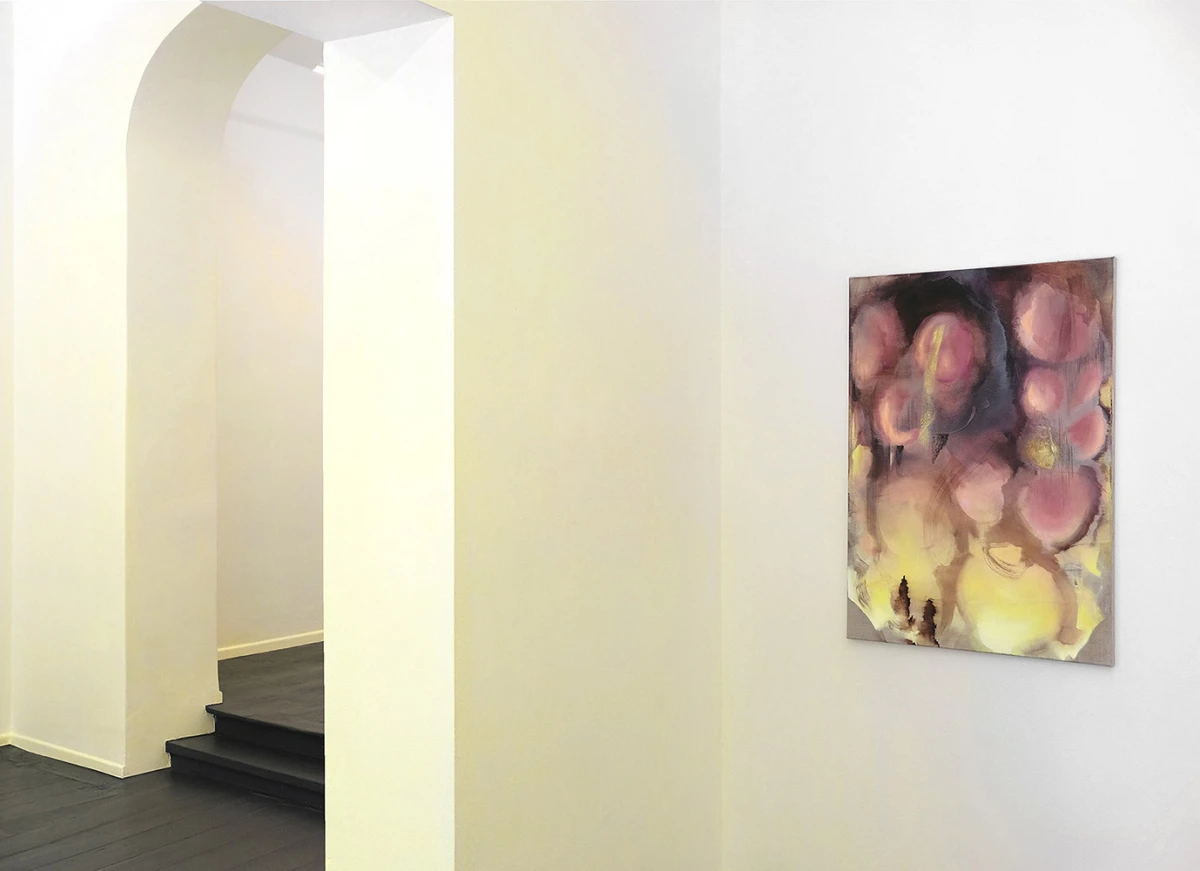 Mammatus, Papier, Farbstifte, Öl auf Leinwand,100 x 80 cm Installationsansicht Galerie Tanja Wagner Berlin, 2019