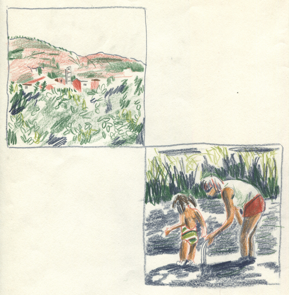 Bugarra (I will always love you), 2024, Buntstifft auf Papier, ca. 22 x 22 cm.